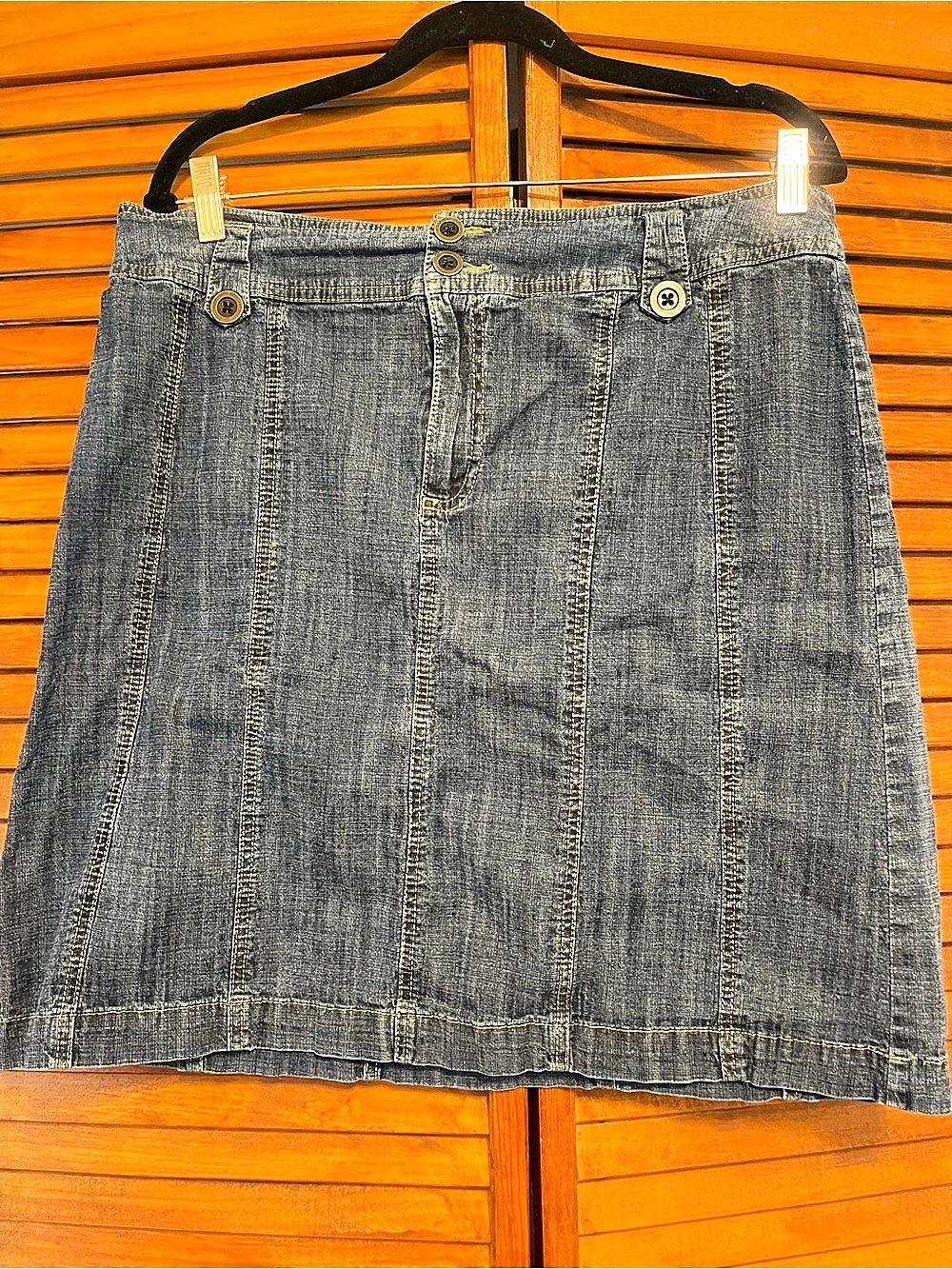 St John's Bay Denim A-Line Jean Skirt in Blue Size 14